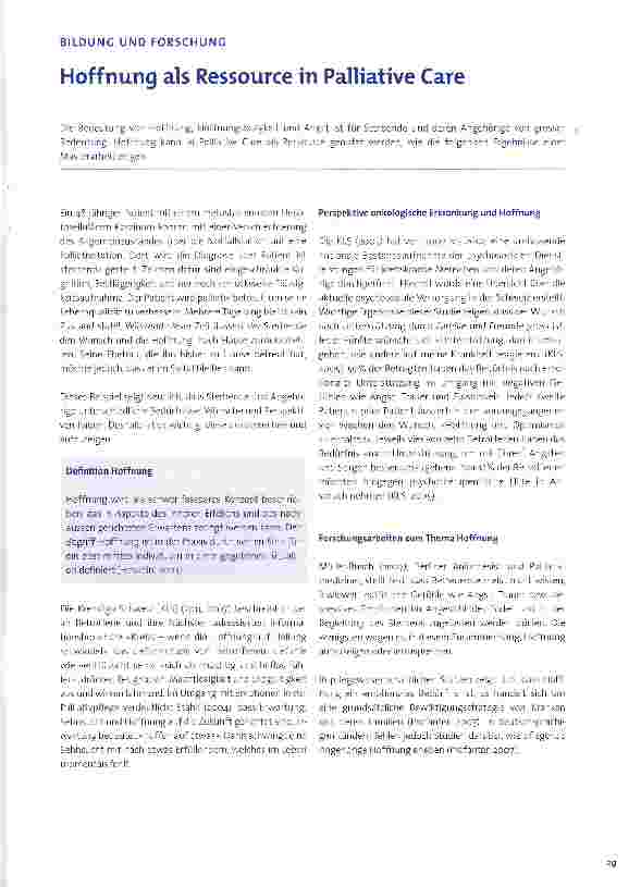 Vorschauseite 1: Hoffnung als Ressource in Palliative Care