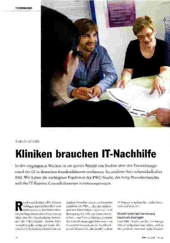 Vorschauseite 1: Kliniken brauchen IT-Nachhilfe