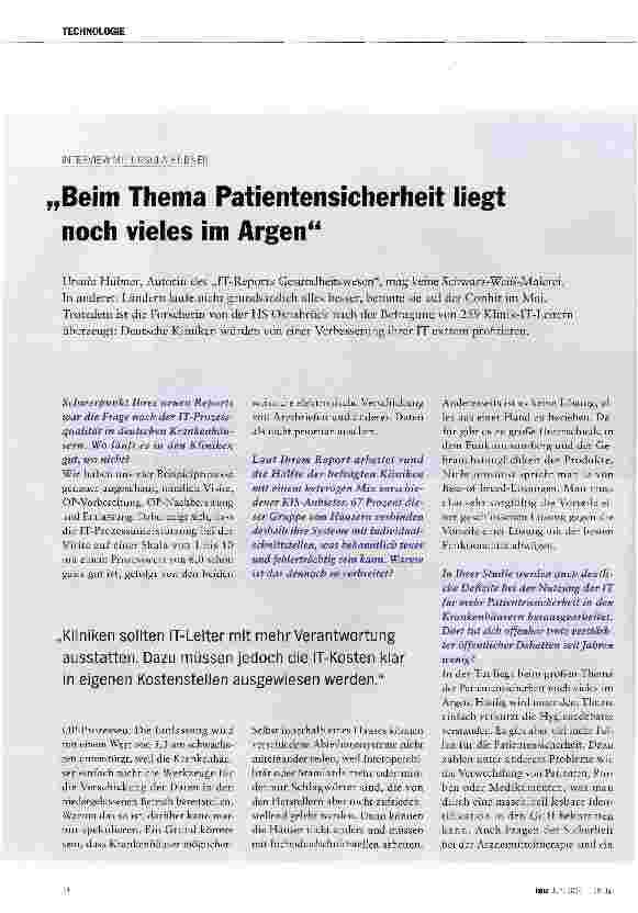 Vorschauseite 3: Kliniken brauchen IT-Nachhilfe