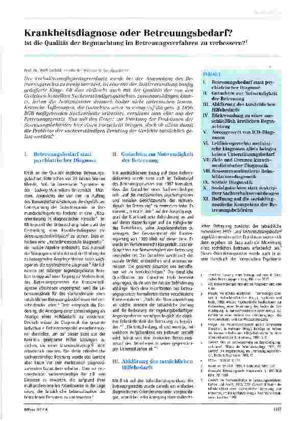 Vorschauseite 1: Krankheitsdiagnose oder Betreuungsbedarf?