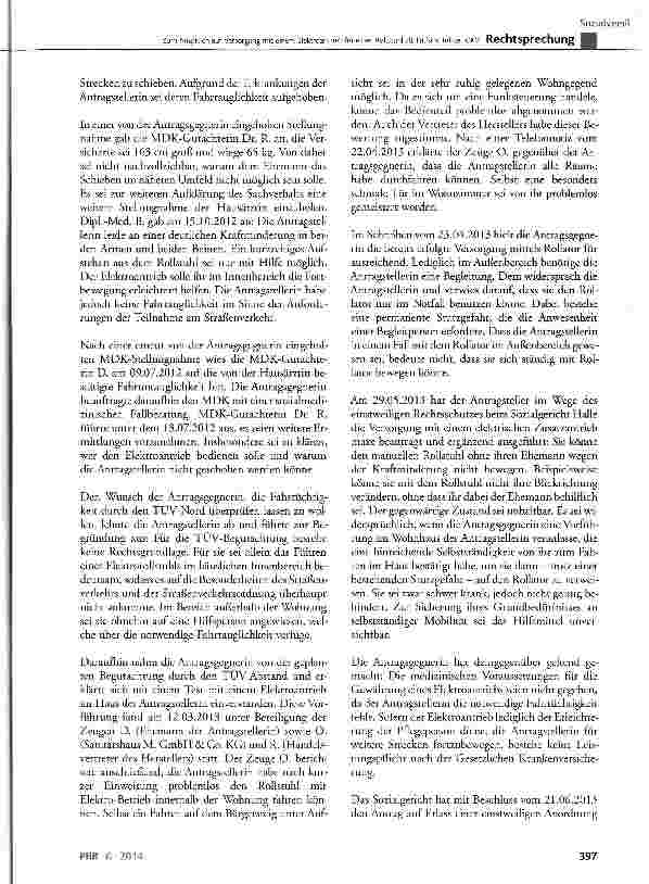 Vorschauseite 3: Zum Anspruch auf Versorgung mit einem Elektroantrieb für einen Rollstuhl als Hilfsmittel der GKV SGB V § 33 Abs. 1 Satz 1