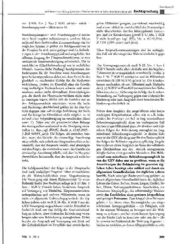 Vorschauseite 5: Zum Anspruch auf Versorgung mit einem Elektroantrieb für einen Rollstuhl als Hilfsmittel der GKV SGB V § 33 Abs. 1 Satz 1