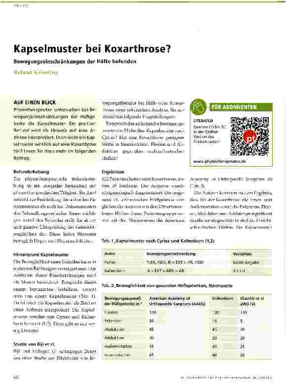 Vorschauseite 1: Kapselmuster bei Koxarthrose?