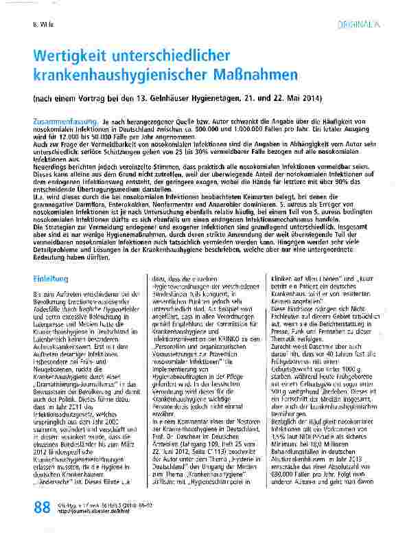 Vorschauseite 1: Wertigkeit unterschiedlicher krankenhaushygienischer Maßnahmen