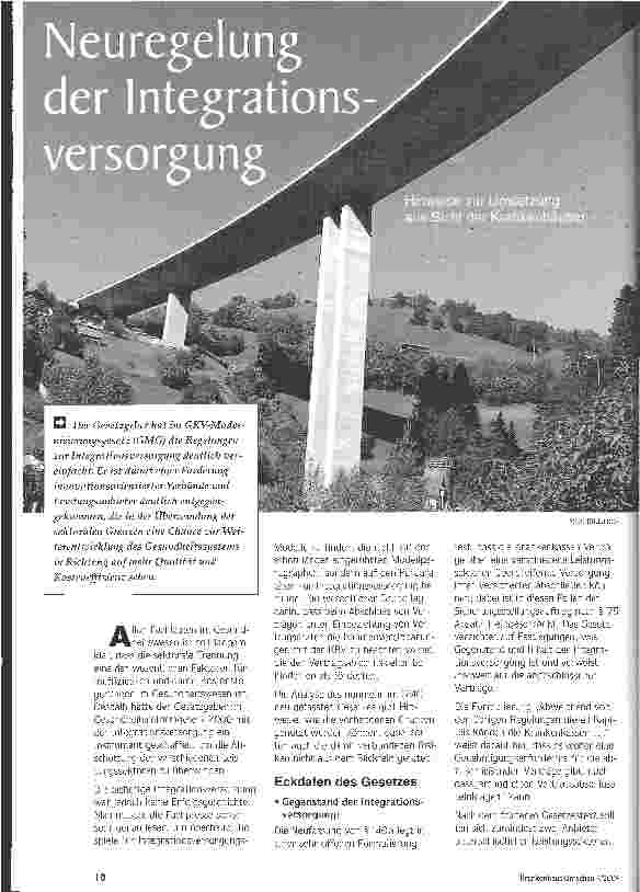 Vorschauseite 1: Neuregelung der Integrationsversorgung Hinweise zur Umsetzung aus Sicht der Krankenhäuser