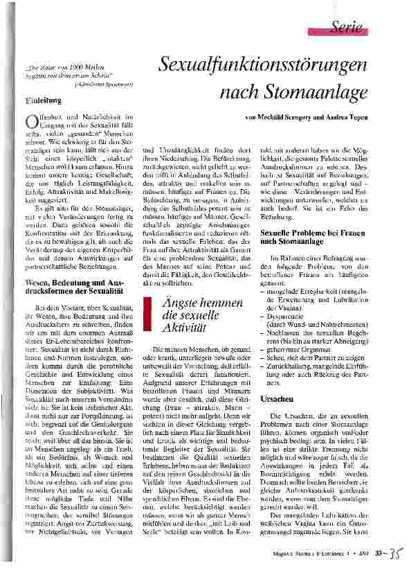 Vorschauseite 1: Sexualfunktionsstörungen nach Stomaanlage