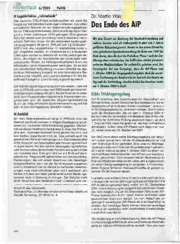 Vorschauseite 1: Das Ende des AiP