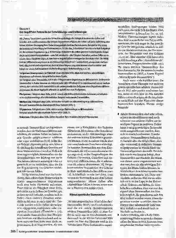 Vorschauseite 2: Das Potenzial von Stammzellen - Eine Bestandsaufnahme