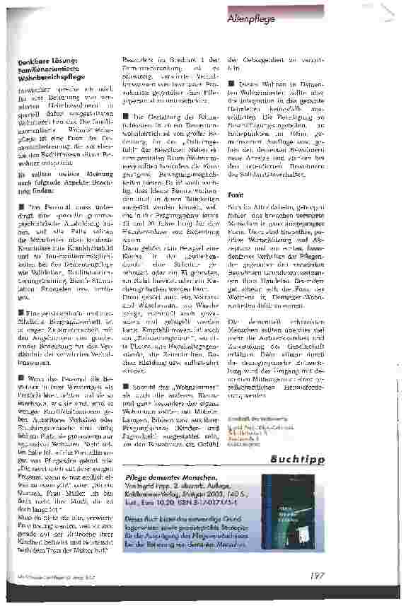 Vorschauseite 2: Erfahrungen zur Dementenbetreuung in der stationären Pflege