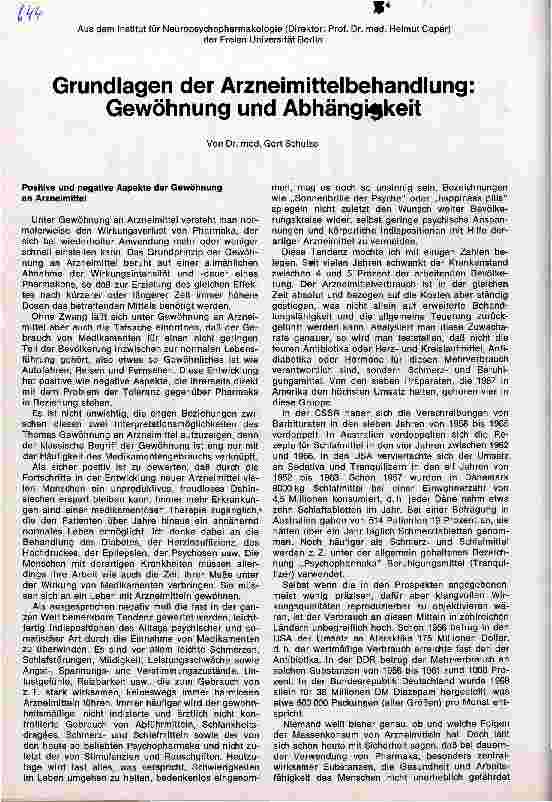 Vorschauseite 1: Grundlagen der Arzneimittelbehandlung: Gewöhnung und Abhängigkeit