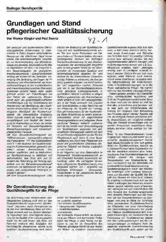 Vorschauseite 1: Grundlagen und Stand pflegerischer Qualitätssicherung
