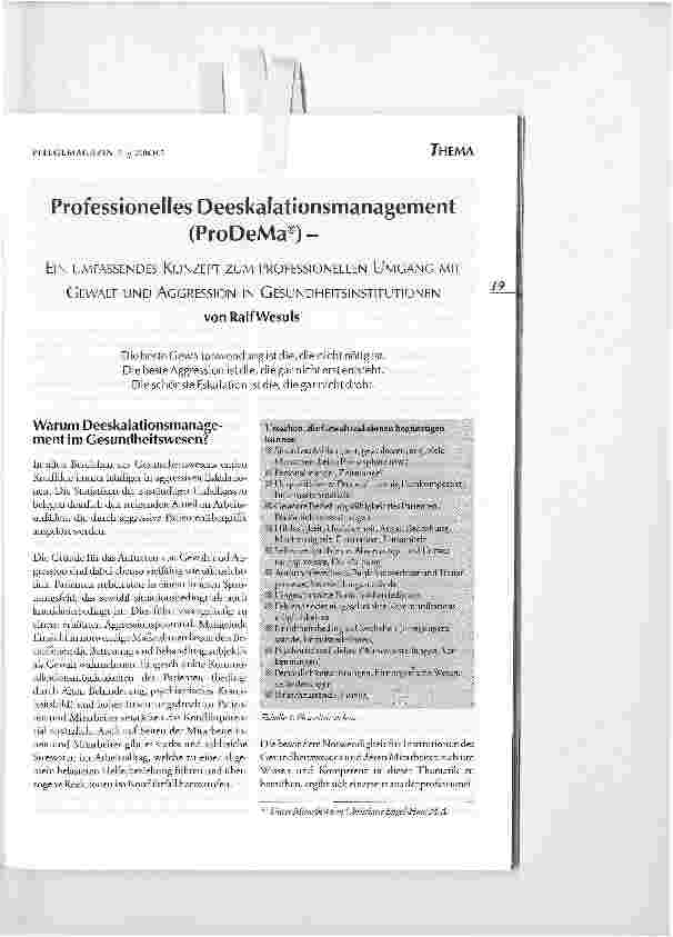 Vorschauseite 1: Professionelles Deeskalationsmanagement(ProDeMa)