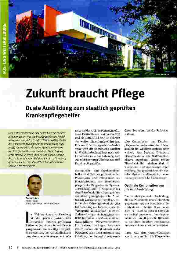 Vorschauseite 1: Zukunft braucht Pflege