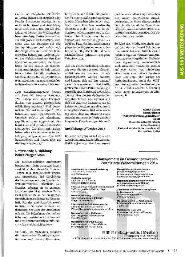Vorschauseite 2: Zukunft braucht Pflege