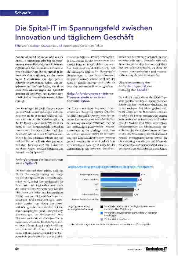 Vorschauseite 1: Die Spital-IT im Spannungsfeld zwischen Innovation und täglichem Geschäft