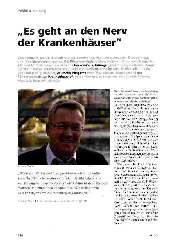 Vorschauseite 1: „Es geht an den Nerv der Krankenhäuser