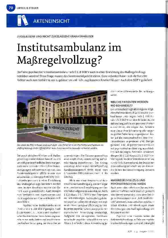 Vorschauseite 1: Instituts ambulanz im Maßregelvollzug ?