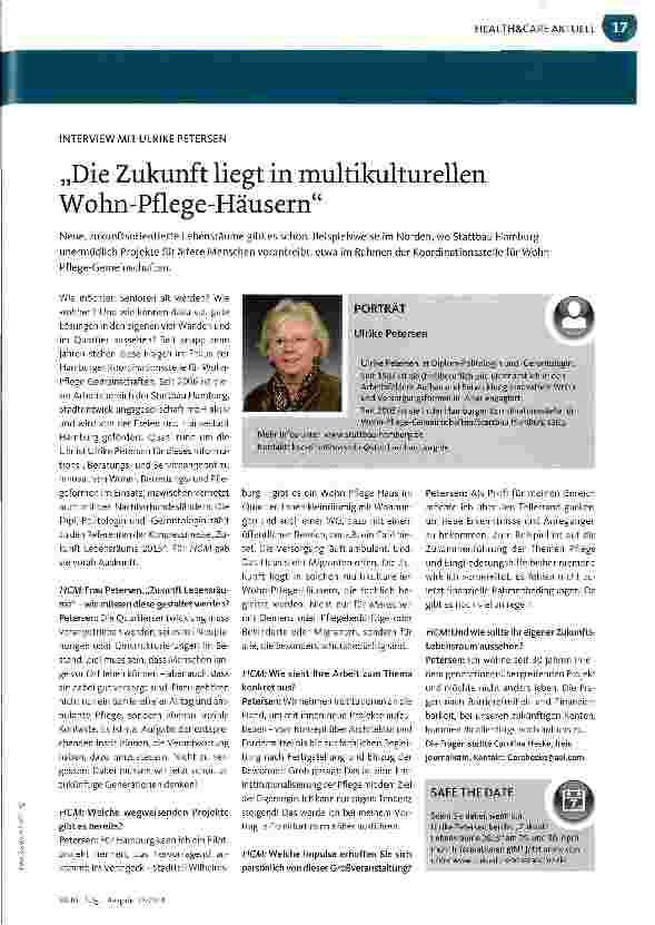 Vorschauseite 1: Die Zukunft liegt in multikulturellen Wohn-Pflege-Häusern