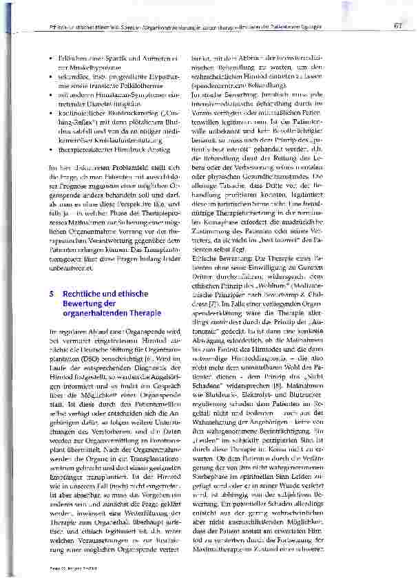 Vorschauseite 4: Ethisch-juristisches Minenfeld: Spender-/Organkonditionierung in Zeiten therapie-limitierender Patientenverfügungen