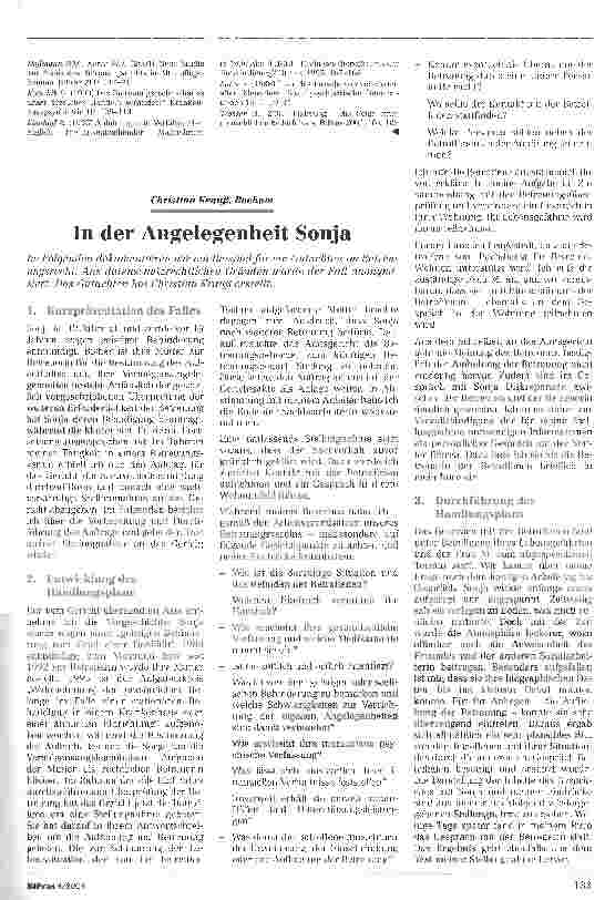 Vorschauseite 1: In der Angelegenheit Sonja