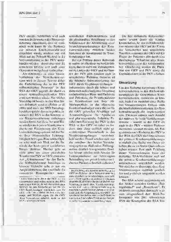 Vorschauseite 3: Integration der Privaten Krankenversicherung (PKV) in den Risikostrukturausgleich der Gesetzlichen Krankenversicherung (GKV) - Eine funktional äquivalente Alternative zur Bürgerve…