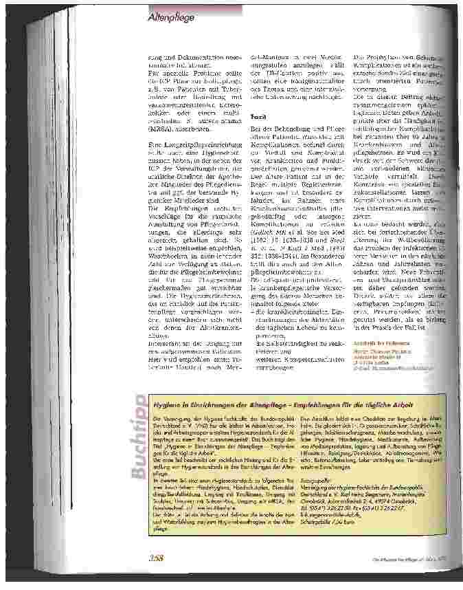 Vorschauseite 5: Infektiologische Erkrankungen bei alten Patienten am häufigsten Hygiene in der Geriatrie