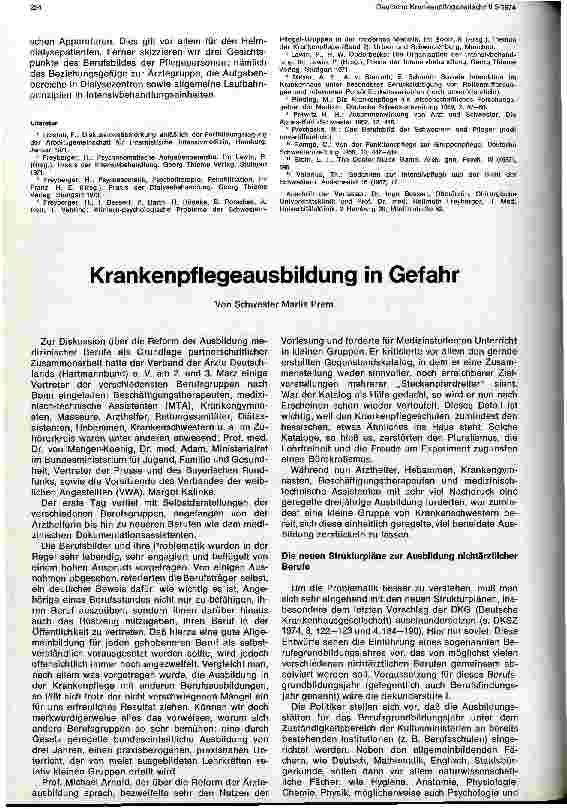 Vorschauseite 1: Krankenpflegeausbildung in Gefahr