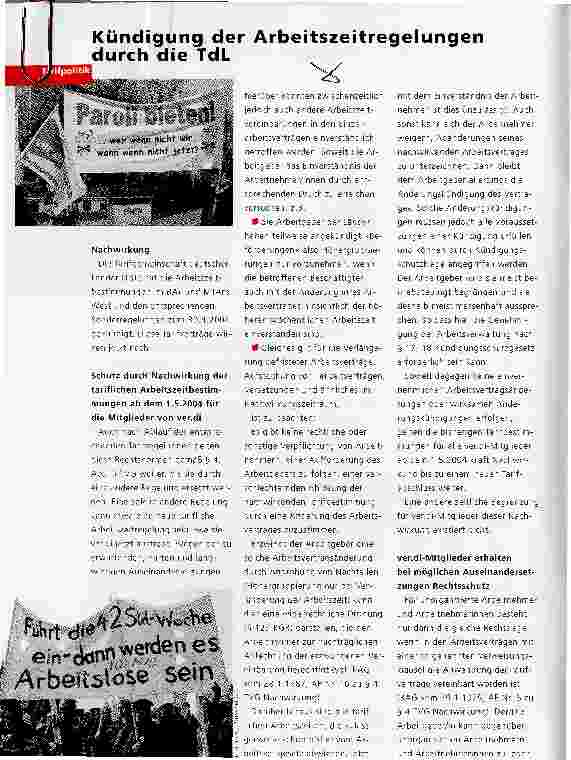 Vorschauseite 1: Kündigung der Arbeitszeitregelungen durch die TdL