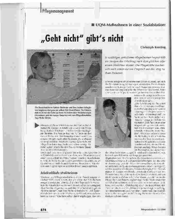 Vorschauseite 1: Geht nicht gibt s nichtUQM-Maßnahmen in einer Sozialstation: