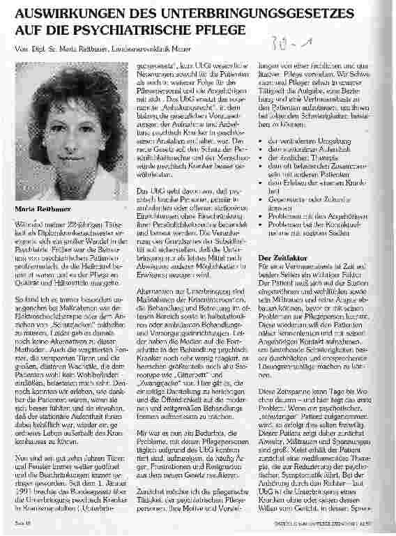 Vorschauseite 1: Auswirkungen des Unterbringungsgesetzes auf die psychiatrische Pflege