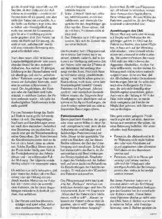 Vorschauseite 2: Auswirkungen des Unterbringungsgesetzes auf die psychiatrische Pflege