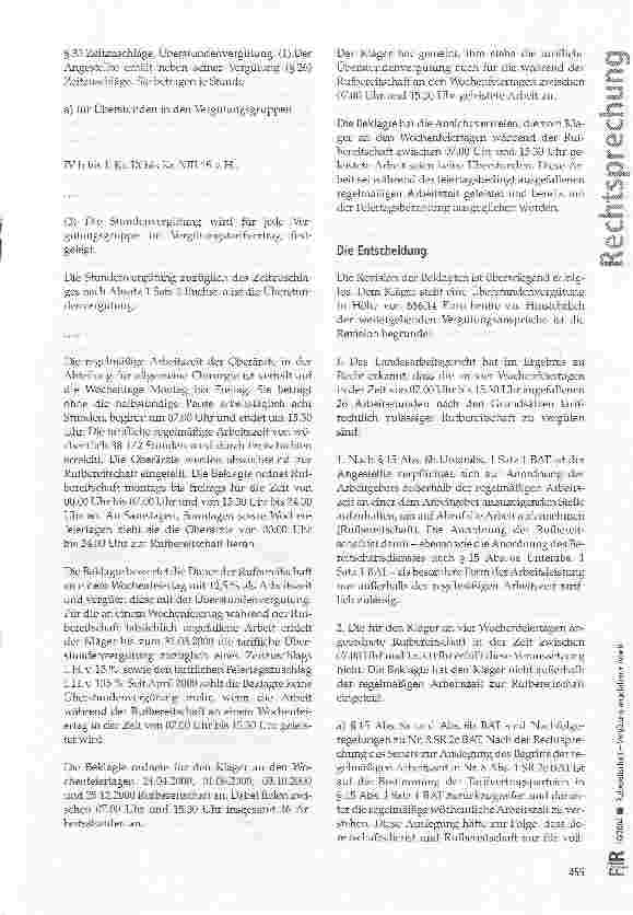 Vorschauseite 2: Rufbereitschaft - Vergütung angefallener Arbeit