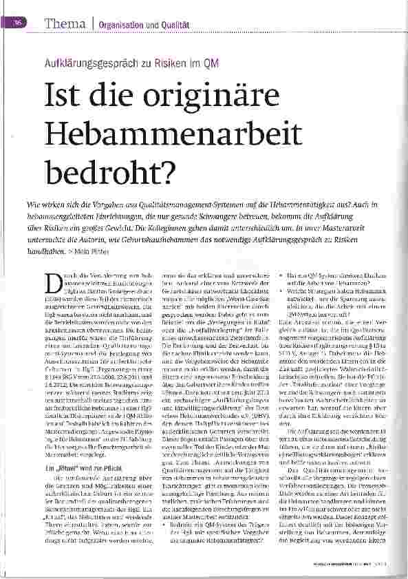 Vorschauseite 1: Ist die originäre Hebammenarbeit bedroht?
