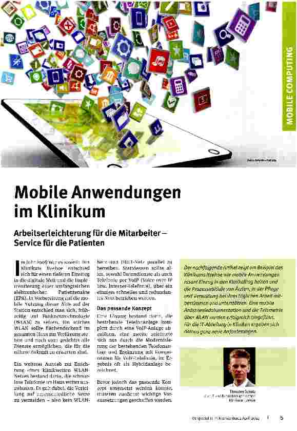 Vorschauseite 1: Mobile Anwendungen im Klinikum