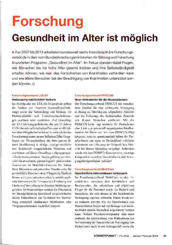 Vorschauseite 1: Forschung Gesundheit im Alter ist möglich