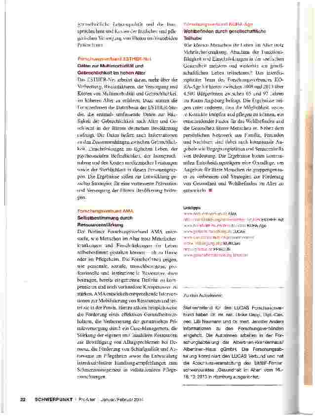 Vorschauseite 2: Forschung Gesundheit im Alter ist möglich