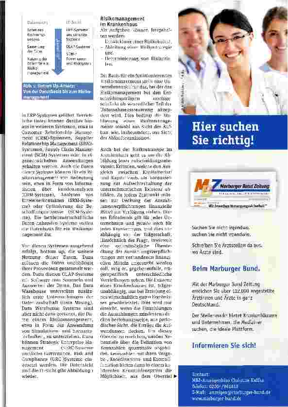 Vorschauseite 2: Risikomanagement ist Teil der UnternehmenssteuerungNutzung der Informationstechnologie zur Entwicklungeines Frühwarnsystems im Krankenhaus