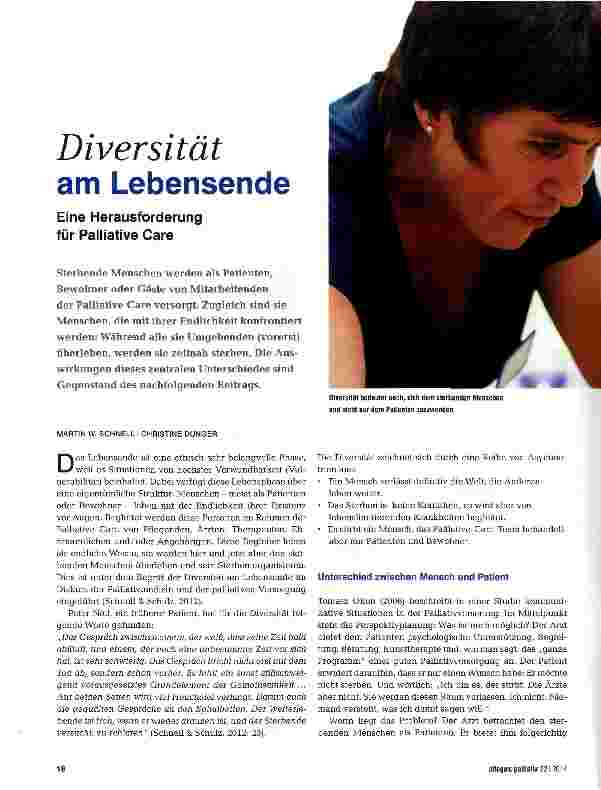 Vorschauseite 1: Diversität am Lebensende