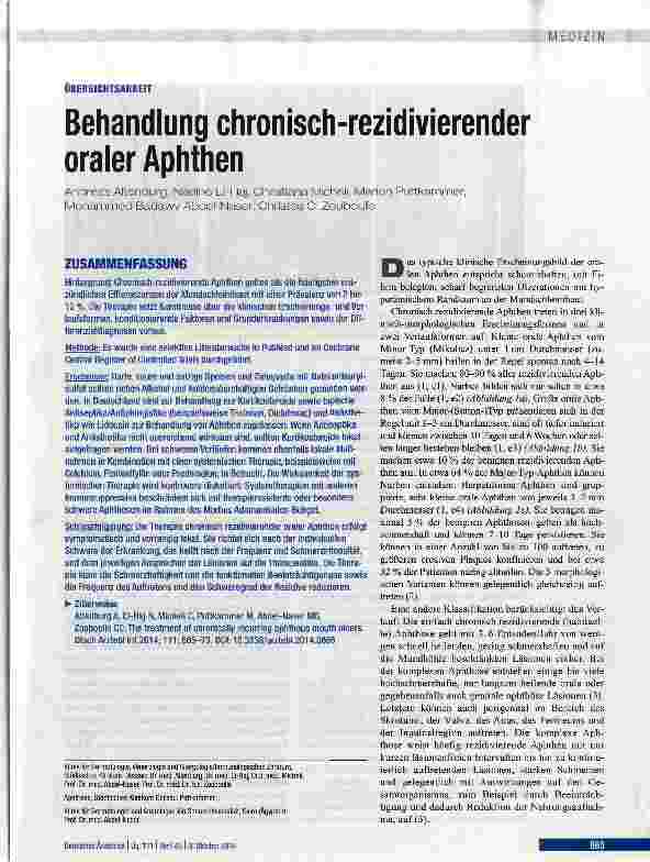 Vorschauseite 1: Behandlung chronisch-rezidivierender oraler Aphthen