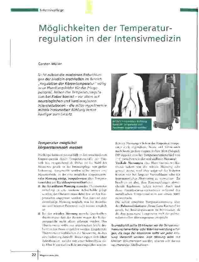 Vorschauseite 1: Möglichkeiten der Temperaturregulation in der Intensivmedizin