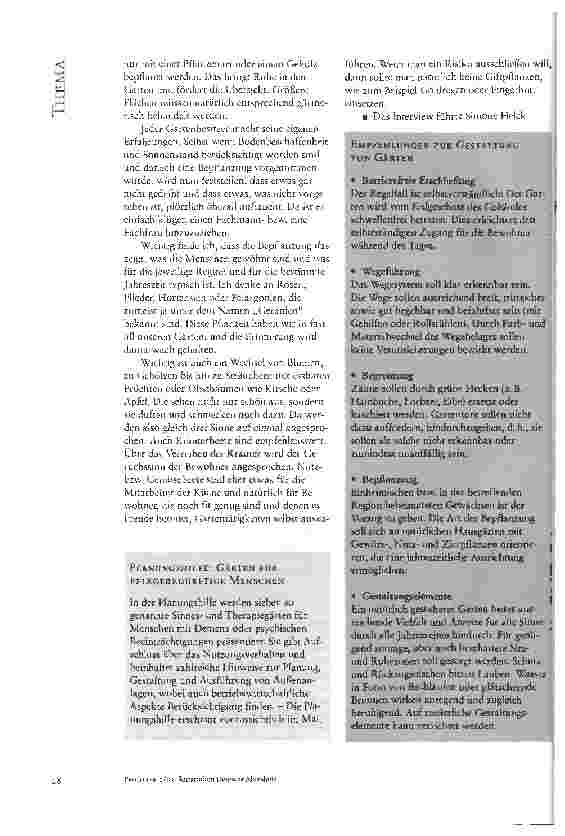 Vorschauseite 6: Das Bewusstsein für Gärten wecken Interview mit der KDA-Architektin Gisela Crusius