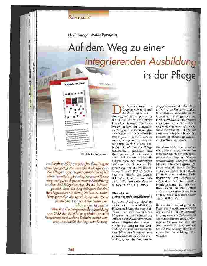 Vorschauseite 1: Auf dem Weg zu einer integrierenden Ausbildung in der Pflege