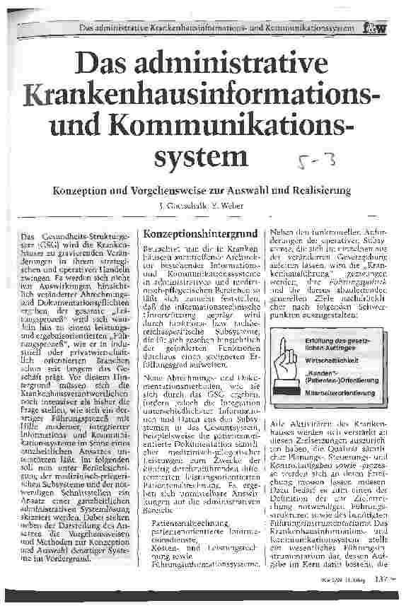 Vorschauseite 1: Das administrative Krankenhausinformationsund Kommunikationssystem Konzeption und Vorgehensweise zur Auswahl und Realisierung