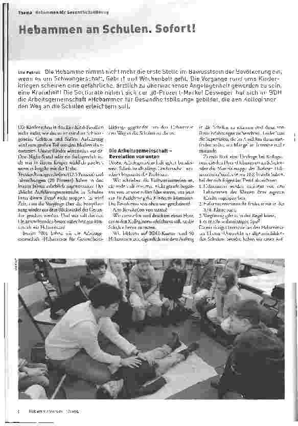Vorschauseite 1: Hebammen an Schulen. Sofort!