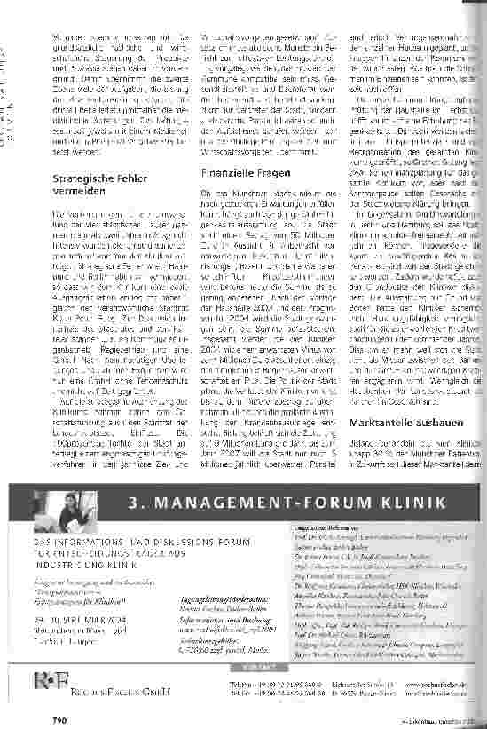 Vorschauseite 2: Hoch gesteckte ErwartungenDie Stadtklinikum München GmbH nimmt konkrete Formen an