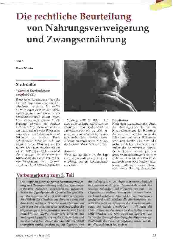 Vorschauseite 1: Die rechtliche Beurteilung von Nahrungsverweigerung und ZwangsernährungTeil 3