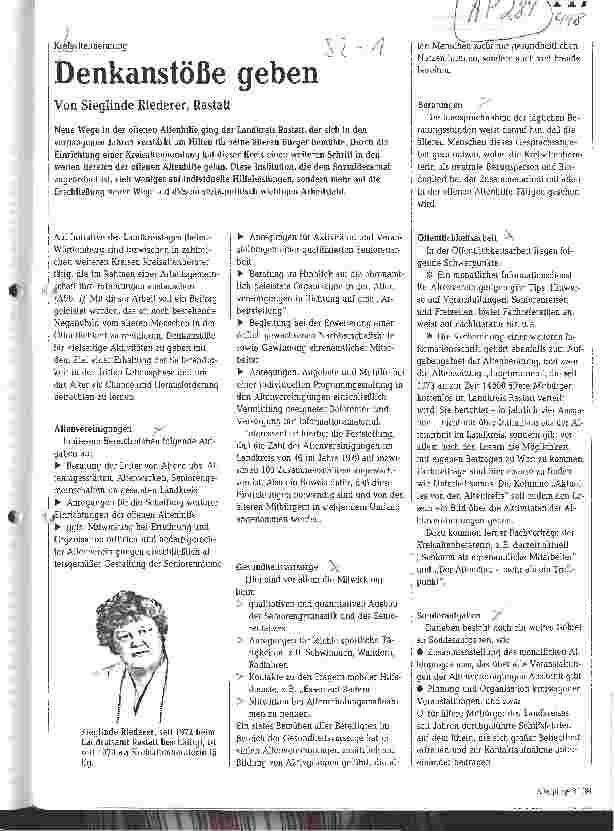Vorschauseite 1: Kreisaltenberatung: Denkanstöße geben
