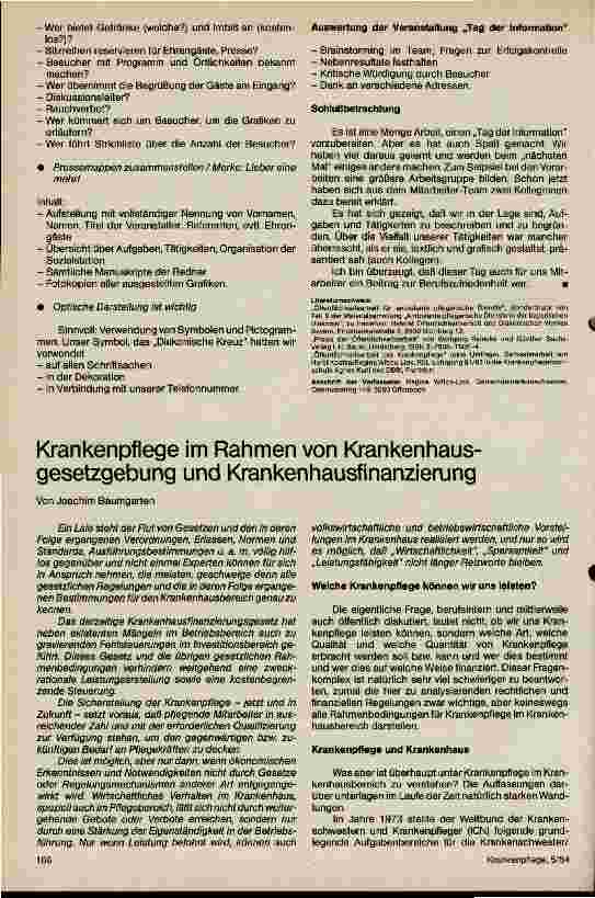 Vorschauseite 1: Krankenpflege im Rahmen von Krankenhausgesetzgebung und Krankenhausfinanzierung