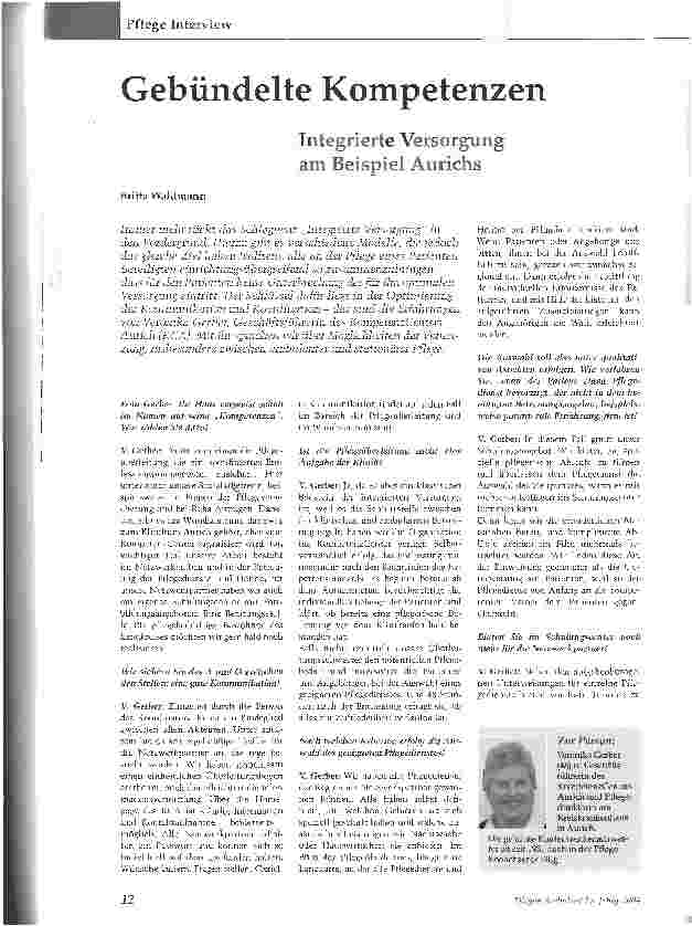 Vorschauseite 1: Gebündelte Kompetenzen. Integrierte Versorgung am Beispiel Aurichs