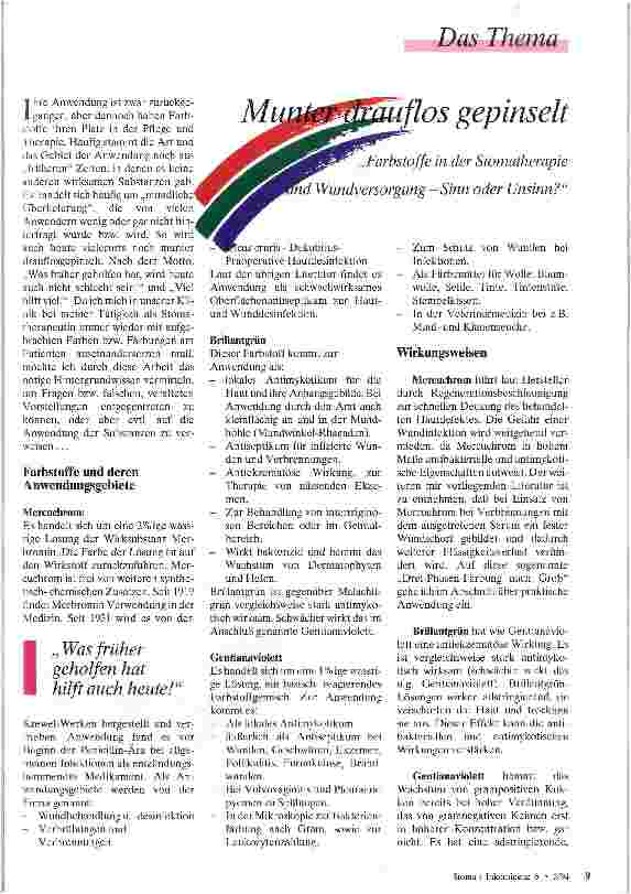 Vorschauseite 1: Munter drauflos gepinselt Farbstoffe in der Stomatherapie und Wundversorgung - Sinn oder Unsinn?